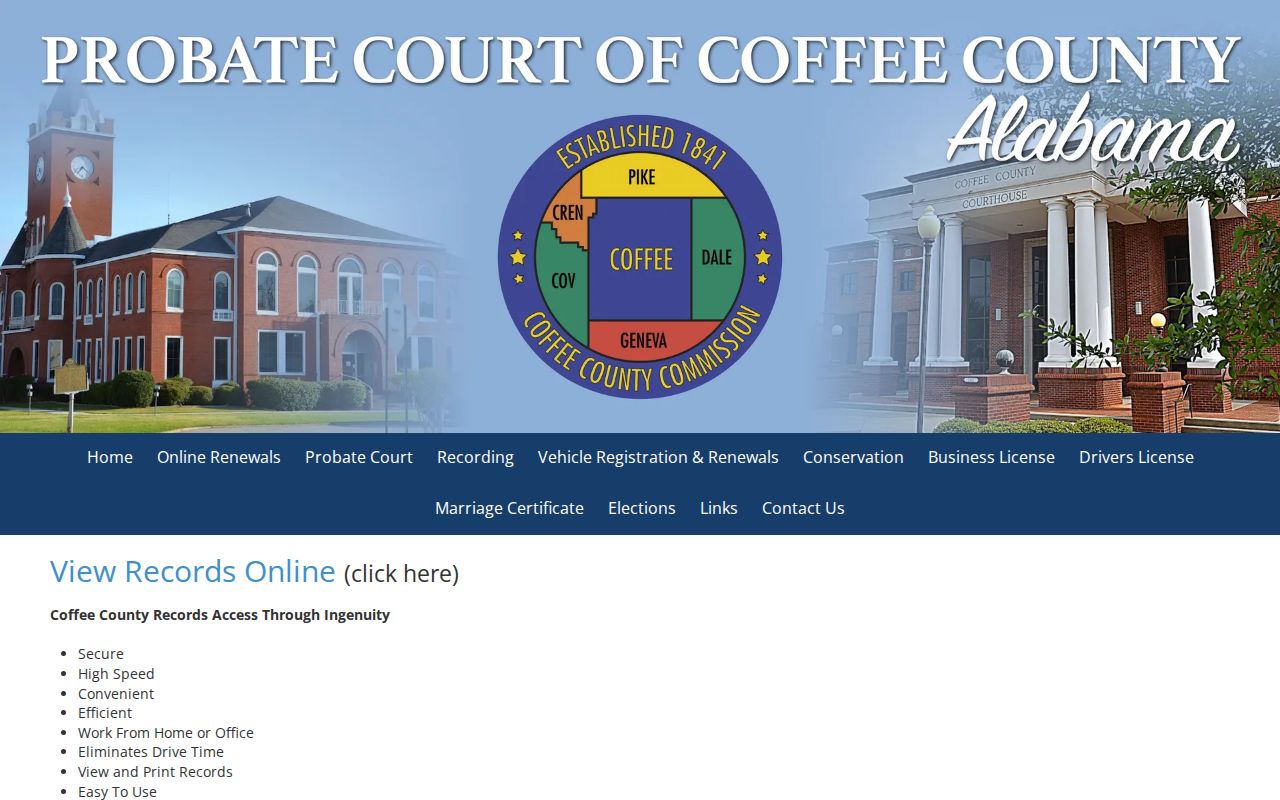 Enterprise previous residents Coffee County Probate records